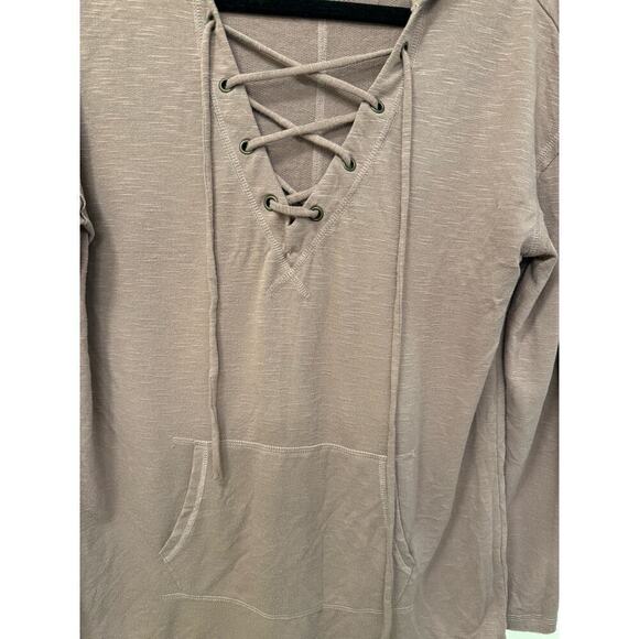 Mossimo Supply Small Purple Lightweight hoodie with criss cross neckline - Picture 4 of 5